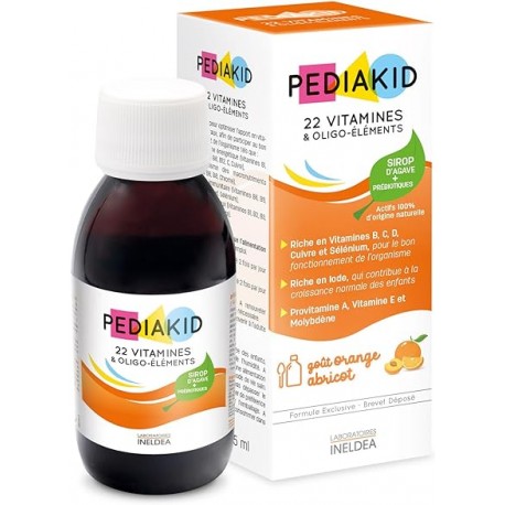 PEDIAKID Flacon de vitamines et oligo-éléments pour bébé goût orange